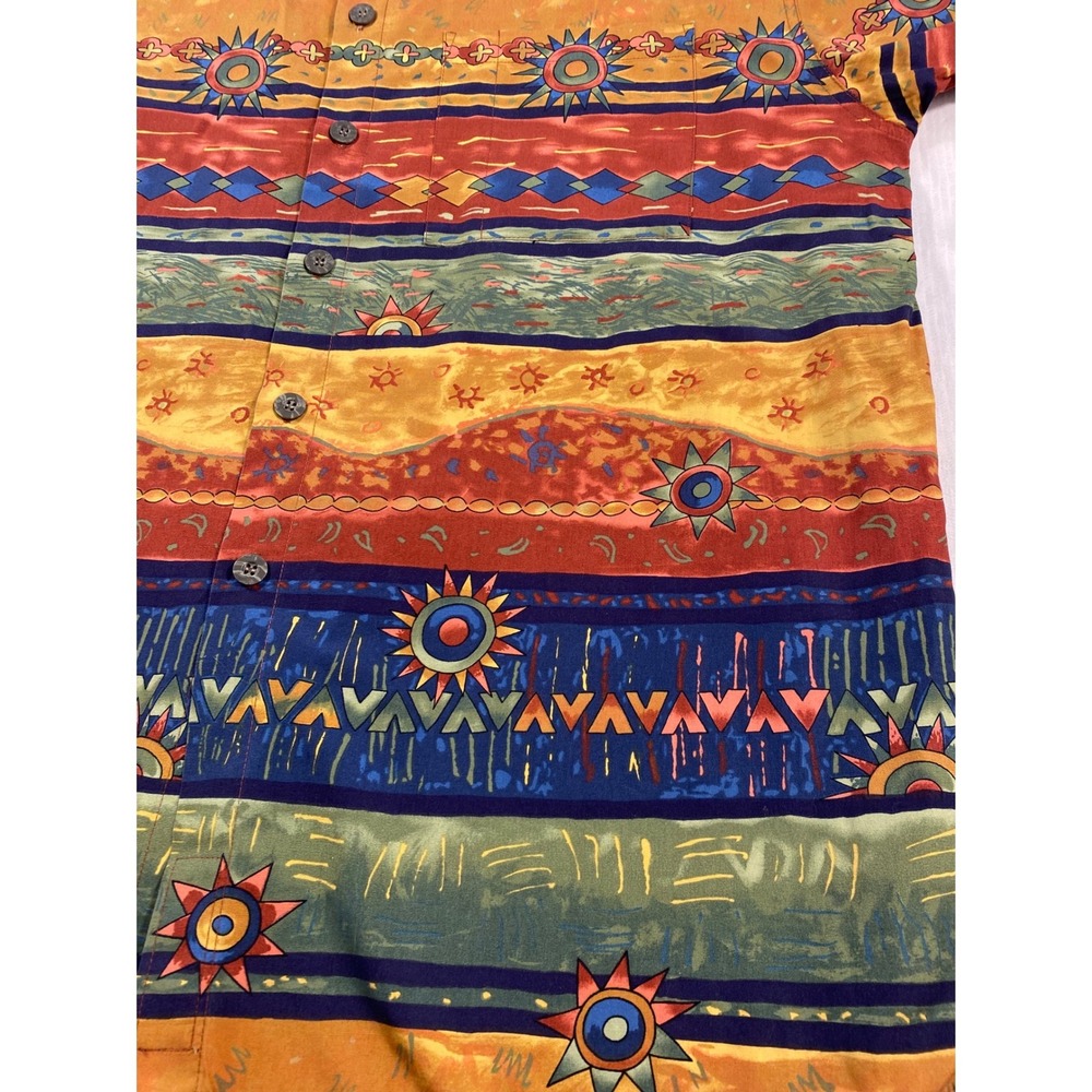 The Territory Ahead XL Southwest Aztec Shirt Bold Print Cotton Button Up - Picture 7 of 12